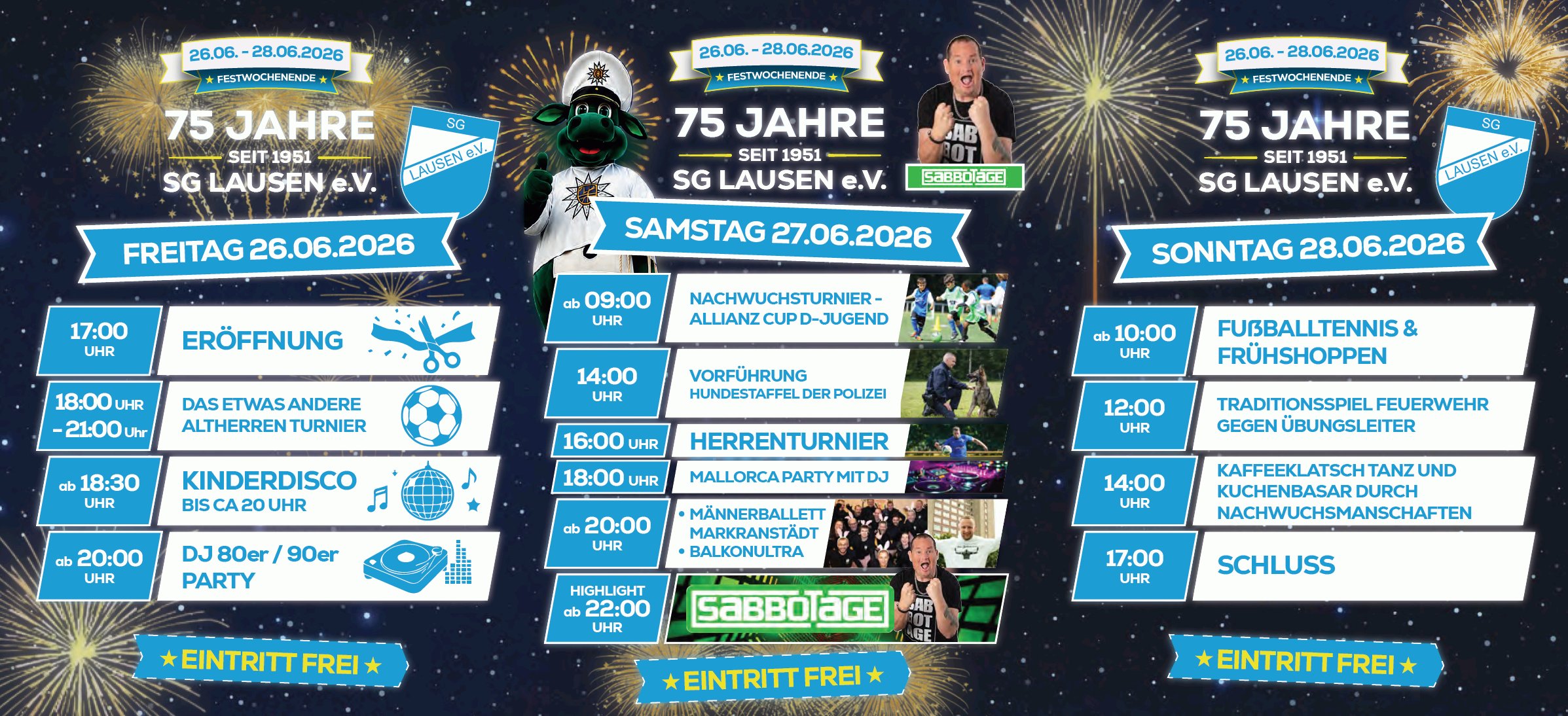 Programm für das Festwochenende vom 26. bis 28.06.2026